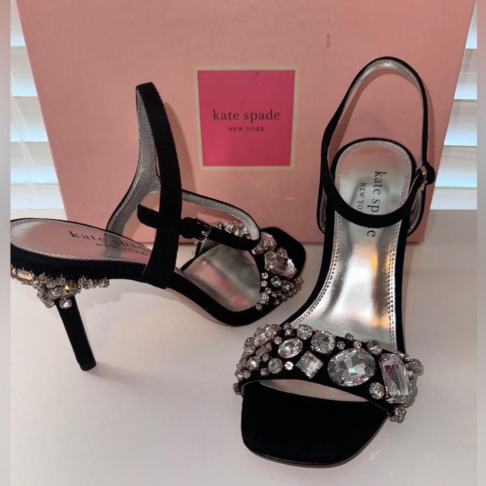 Kate Spade Treasure Heel in Black Suede
